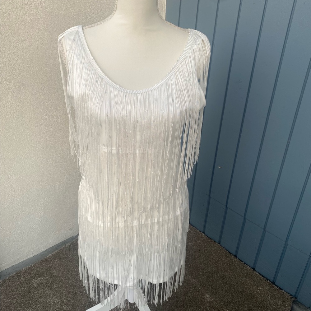 White Fringe Festival Party Dress